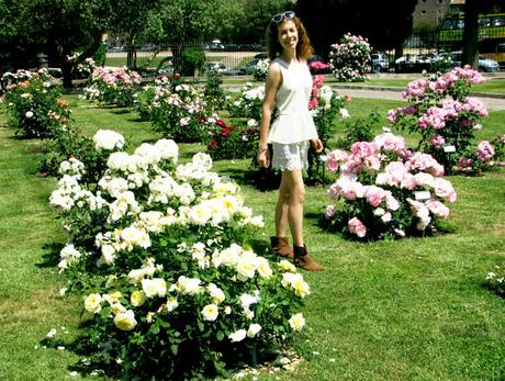 OOTD: white lace and rose garden