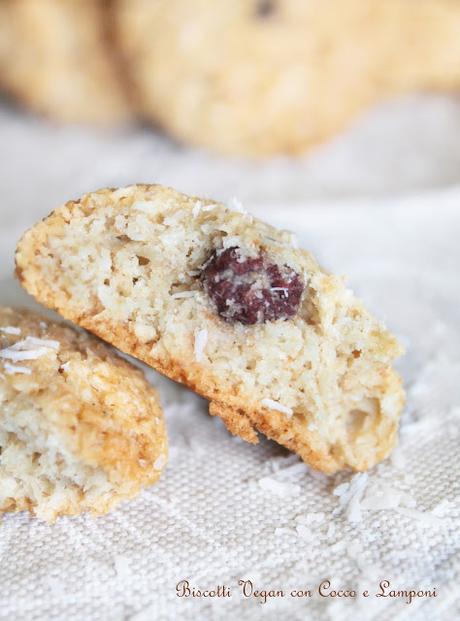 Biscotti Vegan con Cocco e Lamponi