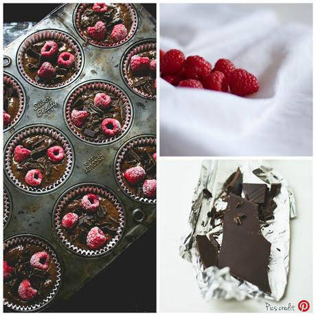 Muffin al cioccolato con lamponi freschi / Raspberries chocolate muffins