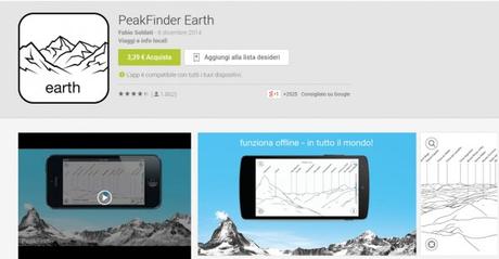 PeakFinder Earth gratis solo per oggi su Amazon App Shop