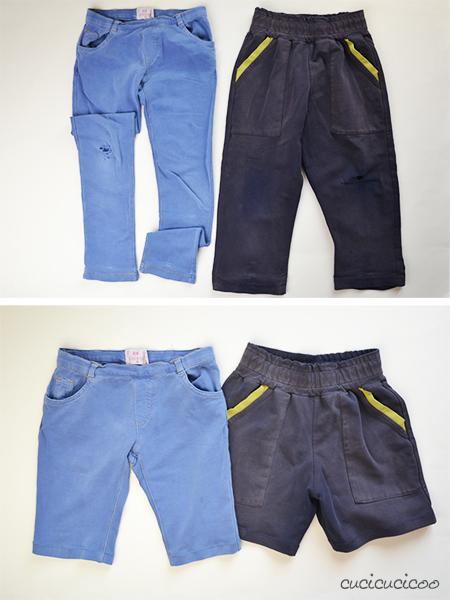 Cut pants with holes in the knee and turn them into shorts! www.cucicucicoo.com