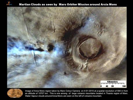Il vulcano Arsia Mons. Crediti: ISRO