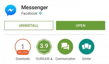 Facebook Messenger per Android scaricato 1 miliardo di volte