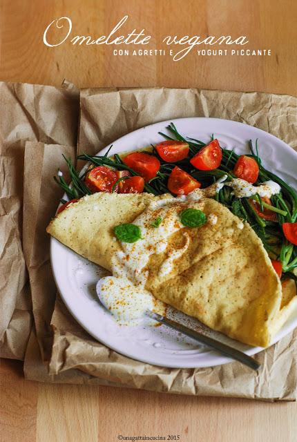 Omelette vegan con agretti e yogurt piccante