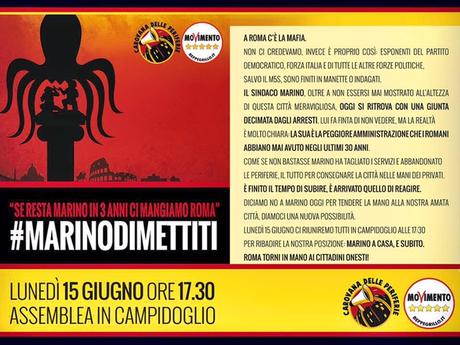 Destituita di ogni credibilità causa manifesti abusivi la manifestazione del Movimento 5 Stelle contro il sindaco oggi in Campidoglio