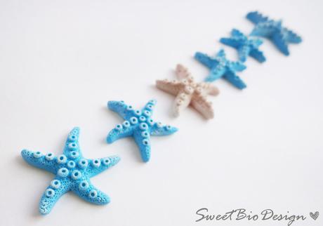 Stelle Marine e perle effetto pietra Pomice in fimo - Fimo clay starfish and Pumice beads