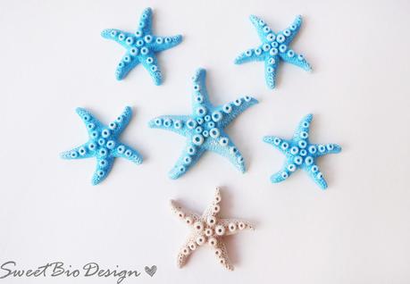 Stelle Marine e perle effetto pietra Pomice in fimo - Fimo clay starfish and Pumice beads