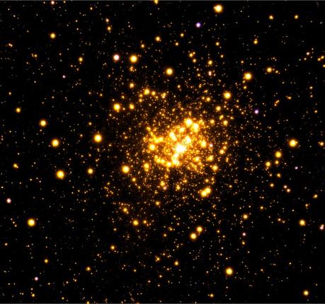 Immagine dell'ammasso globulare Liller 1 nel vicino infrarosso ottenuta con il sistema di ottiche adattive GeMS del telescopio Gemini Sud presso il Gemini Observatory in Cile. Crediti: Gemini Observatory/AURA
