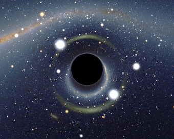 Vista simulata di un buco nero “vicino casa”. Crediti: Alain Riazuelo (CNRS), 2008.