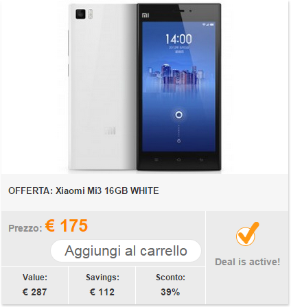 Xiaomi Mi3 al prezzo più basso di sempre! xmi316w