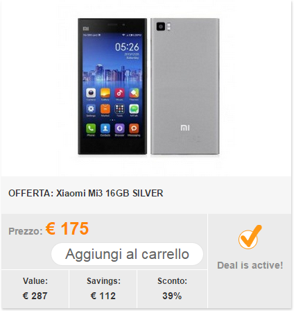 Xiaomi Mi3 al prezzo più basso di sempre! xmi316s