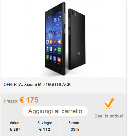Xiaomi Mi3 al prezzo più basso di sempre! xmi316b
