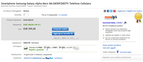 Smartphone Samsung Galaxy Alpha Nero SM G850FZKEITV Telefono Cellulare   eBay
