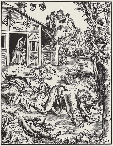 Lupo mannaro di Lucas Cranach il vecchio, 1512 circa, incisione, Gotha, Herzogliches Museum.