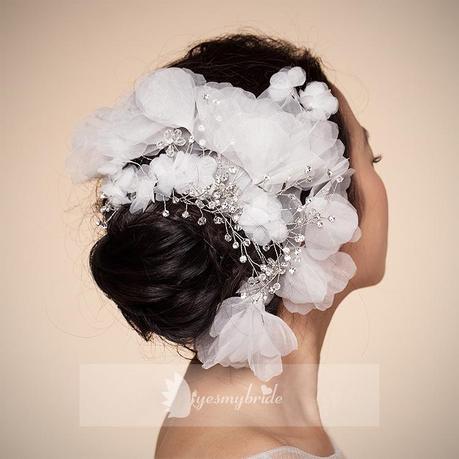 cheap petals and pearl wedding floral headpiece