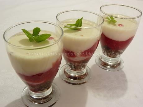 Panna cotta con gelatina di lamponi e torta O'mamma Choco Freddi