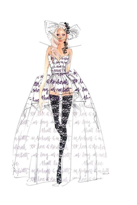 THE WINNER IS …… nicole miller wedding dress lady gaga