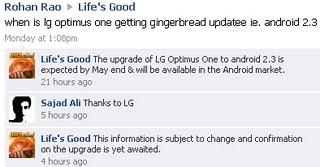 Gingerbread ad aprile per LG Optimus One