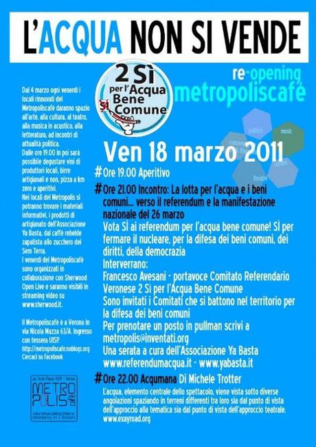 “La lotta per l’acqua”: dibattito e teatro al Metropoliscafè