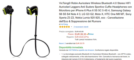 Recensione auricolari wireless Victsing Robin Bluetooth 4.0