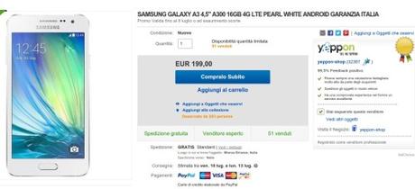 SAMSUNG GALAXY A3 4 5  A300 16GB 4G LTE PEARL WHITE ANDROID GARANZIA ITALIA   eBay