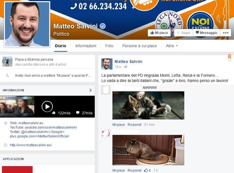 Gattini su Salvini Facebook
