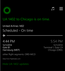 Cortana, l'assistente vocale di Windows 10 parla italiano. Aggiornamento su un volo di Cortana