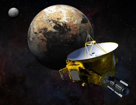 Tutti pazzi per Plutone Rappresentazione artistica della sonda New Horizons della NASa mentre si avvicina a Plutone e alla sua luna più grande, Caronte. Crediti: CSIRO