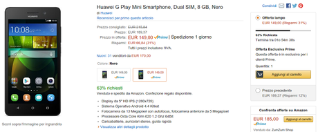 Amazon Prime Day: smartphone Huawei a prezzo scontato del 31% Amazon Prime Day: smartphone Huawei a prezzo scontato del 31%