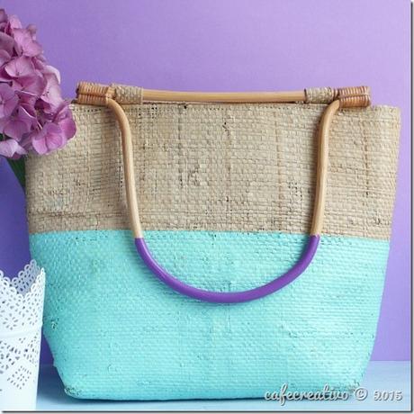 DIY Come personalizzare una borsa di paglia - colorblock bag (1)