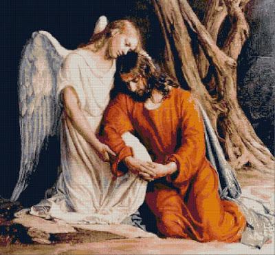 Schema per il punto croce: Gesù con l'Angelo