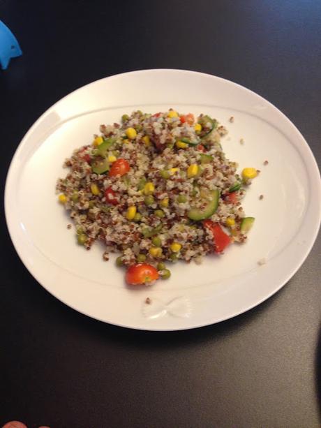 Senza Bimby, Quinoa Bianca, Quinoa Rossa e Miglio con Pomodorini Datterini, Mais, Piselli e Zucchine Grigliate