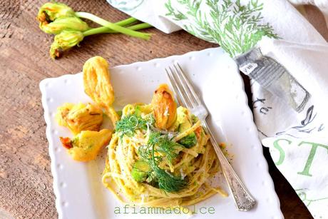 Fettuccine alla crema di fiori di zucca