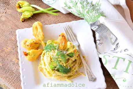 fettuccine alla crema di fiori di zucca