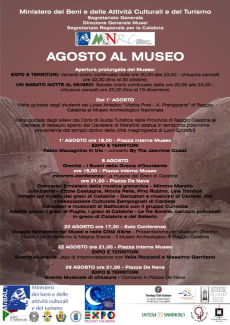 REGGIO CALABRIA: AGOSTO AL MUSEO | Arte, Musica, Cultura dal 1 al 29 agosto 2015 manifesto -Agosto al Museo
