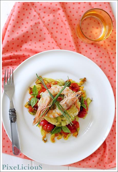 Risotto alle Zucchine con Gamberoni Scottati e Dadolata di Pomodorini Risotto alle Zucchine con Gamberoni Scottati e Dadolata di Pomodorini