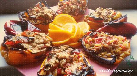 Peperoni Farciti con Kamut ricettevegan.org - peperoni farciti