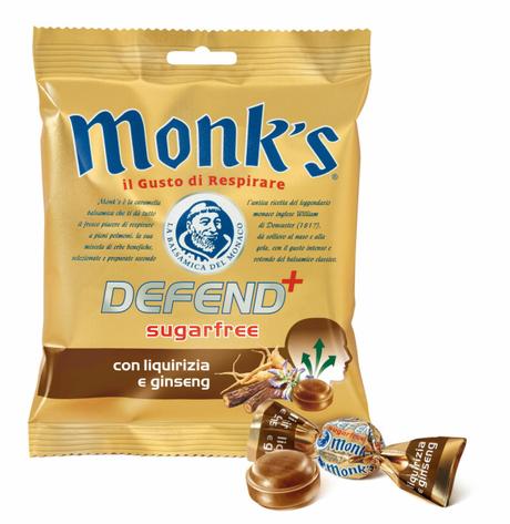‘Monk’s’ Caramelle per lenire e dare sollievo in tutte le stagioni BUSTA-caramella-Liquirizia-Ginseng