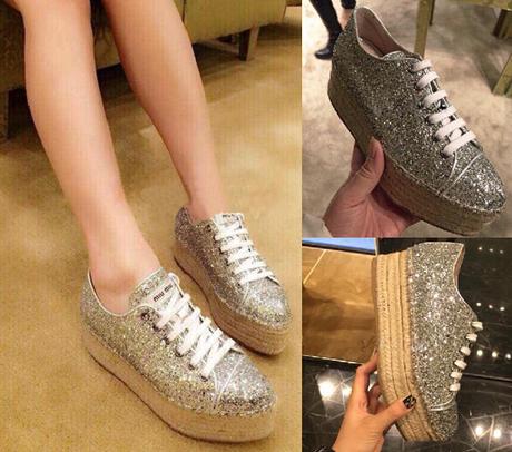 Buccia di Banana/Glitteriamoci (i piedi) 2015-New-Brand-Straw-Platform-Glitter-Flats-Genuine-Leather-Lace-Up-High-Platform-Casual-Sneakers-Pointed