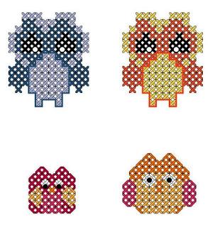 Cross stitch - raccolta di piccoli gufi colorati