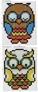 Cross stitch - raccolta di piccoli gufi colorati