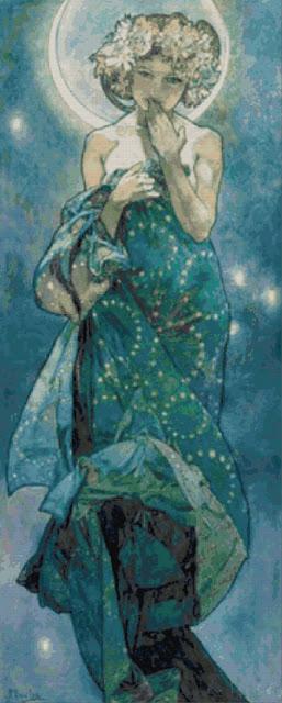 Schema per il punto croce: La Luna di Alphonse Mucha