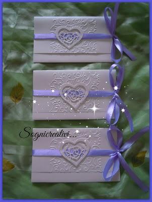 Partecipazioni matrimonio modello pochette piatta, collezione Lovely, colore violetto