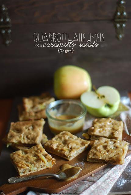 Quadrotti alle mele vegan con caramello salato | Vegan apple squares with salted caramel