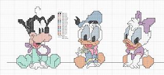 Disney baby cross stitch- Paperino,Topolino, Minnie, Pluto