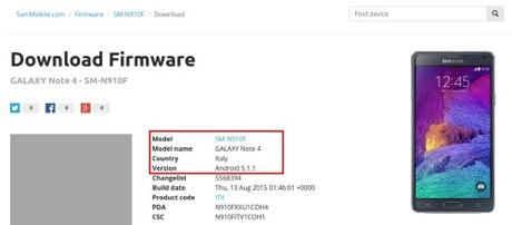 Download firmware  N910FXXU1COH4_N910FITV1COH1_ITV  Aggiornamenti ad Android 5.1.1 Lollipop per Galaxy Note 4 Vodafone e no brand, Galaxy S4 GPE, Galaxy Note Edge SamMobile