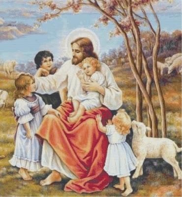 Schema a punto croce: Gesù tra i fanciulli_2 Schema a punto croce: Gesù tra i fanciulli_2