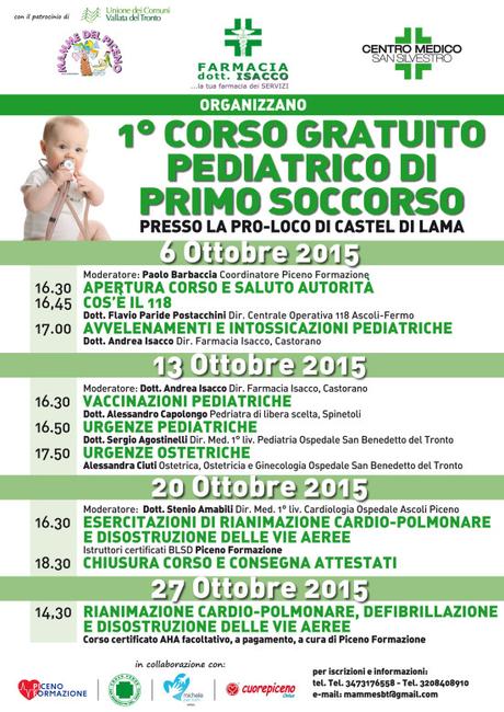 CORSO DI PRIMO SOCCORSO PEDIATRICO – Castel di Lama (AP) CorsoPediatrico2015