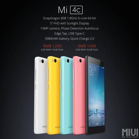 Xiaomi Mi4c ufficiale! Foto, specifiche e prezzi! Mi4c
