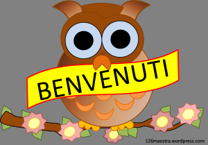 Scritta “Benvenuti” con gufo scrutta gufi: :risorse per l' accoglienza